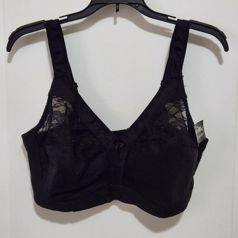 Instant Shaping By Plusform Wireless Black Half Lace Bra 42DD Unpadded